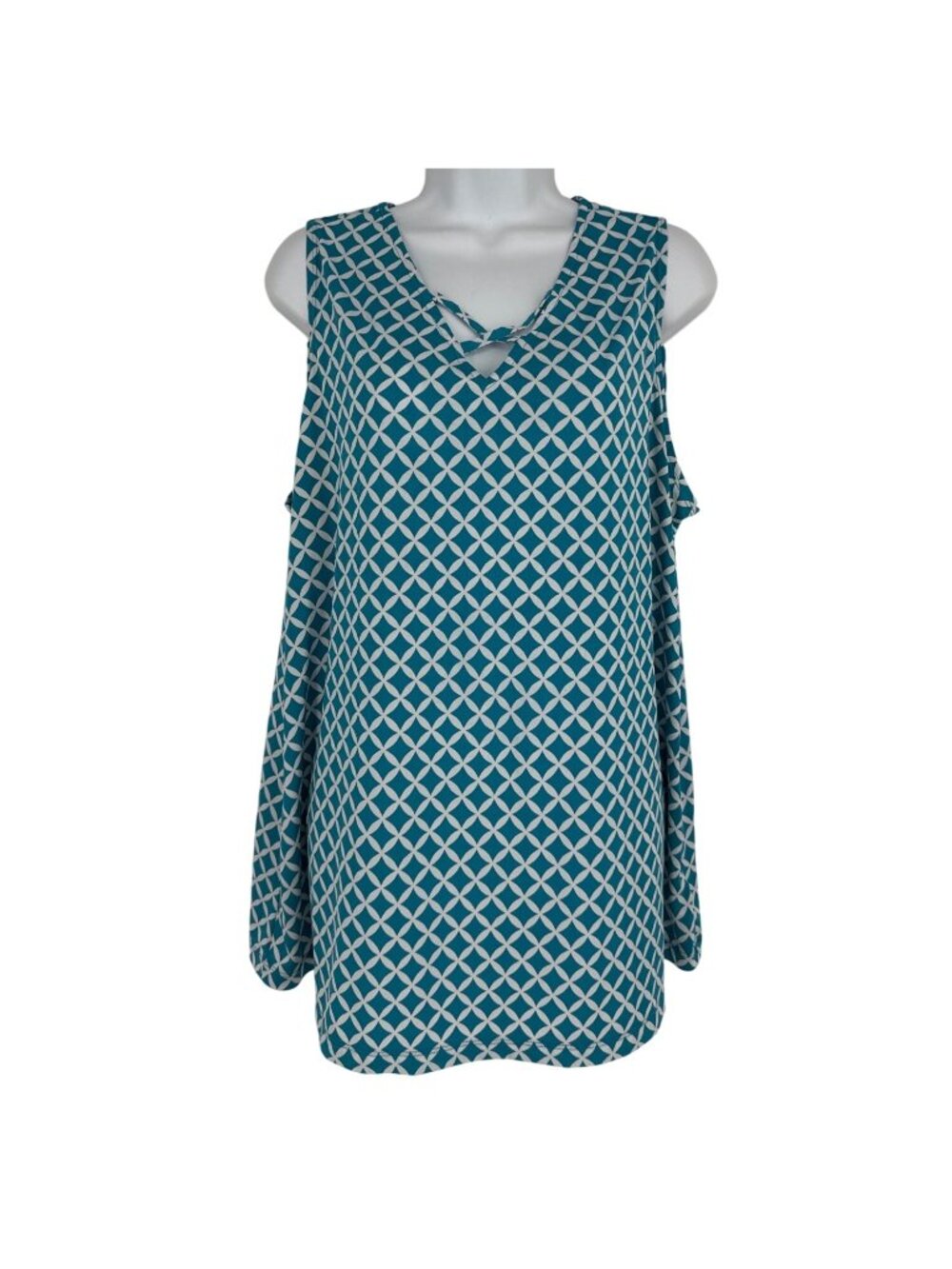 Susan Graver Geometric Print Sleeveless Tunic Top Women's Size 1X